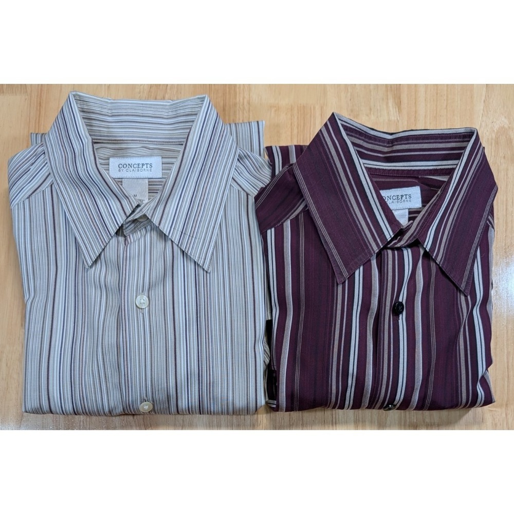 Concepts by Claiborne Shirt Mens Medium Lot of 2 Long Sleeve Button Up